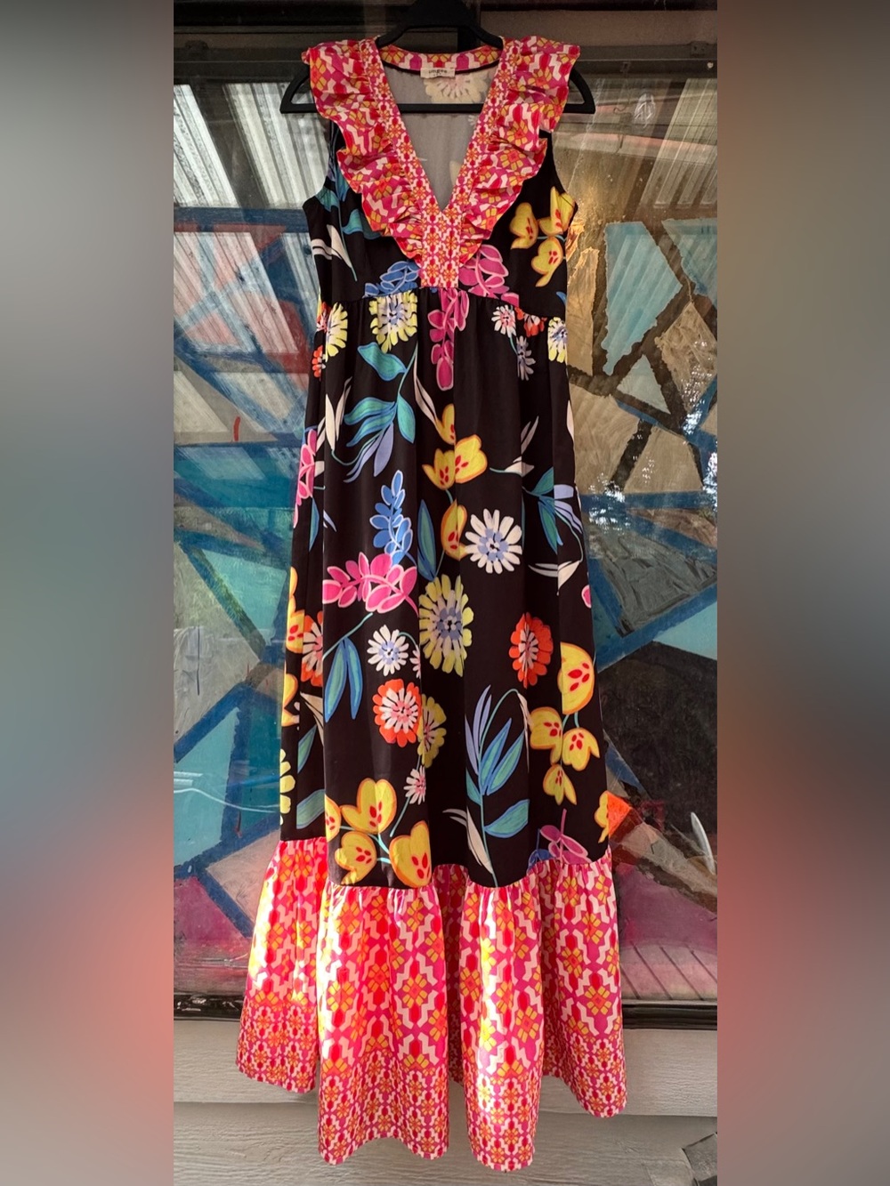 Umgee Bright & Gorgeous Floral Multi Print Maxi Dress M